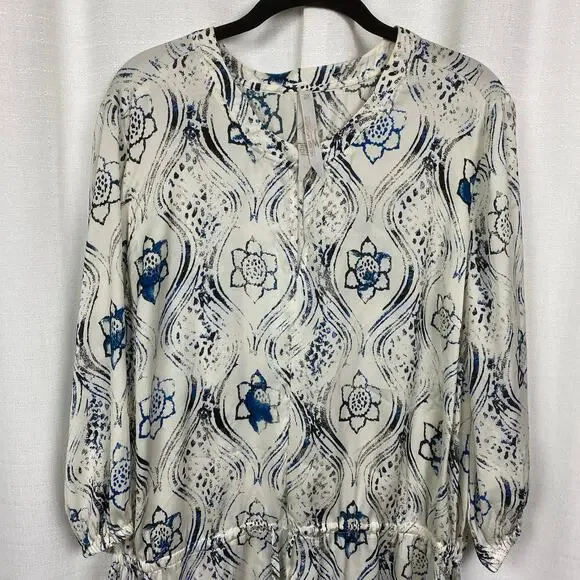 Melissa McCarthy Seven7 White&Blue Floral Tunic Blouse Sz.2X - Picture 6 of 14